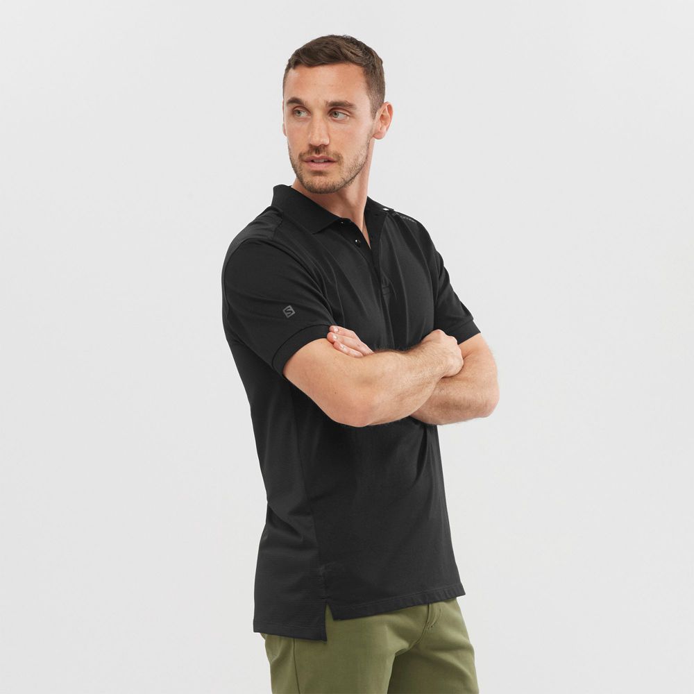 Salomon T-Shirts Herre Sort - OUTLIFE TECH POLO M (KDLAH-1387)